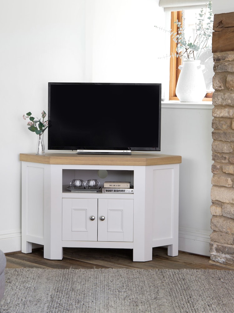 K Interiors White Clermont Corner TV Unit - Image 1 of 6
