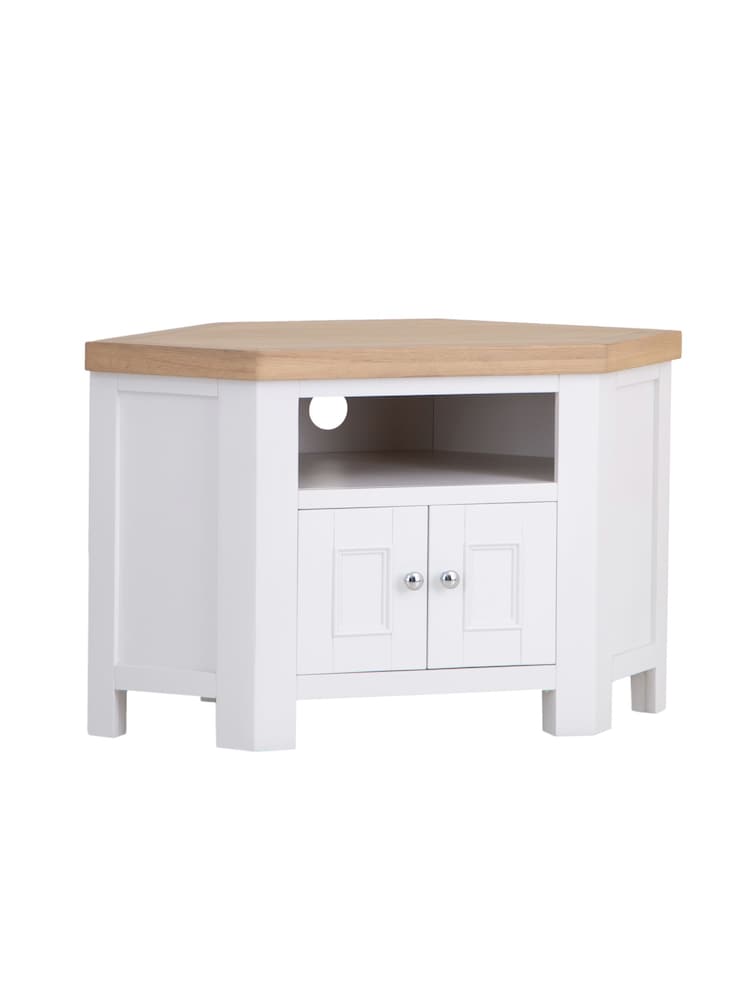 K Interiors White Clermont Corner TV Unit - Image 2 of 6