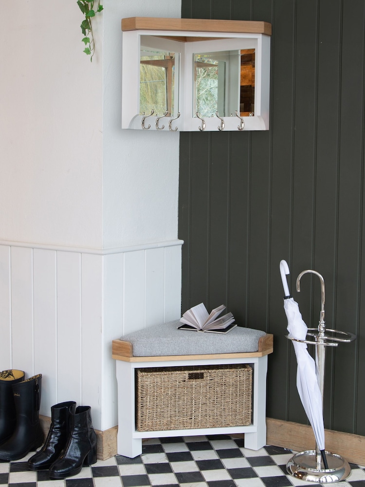 K Interiors White Clermont Corner Hall Bench Top - Image 1 of 6