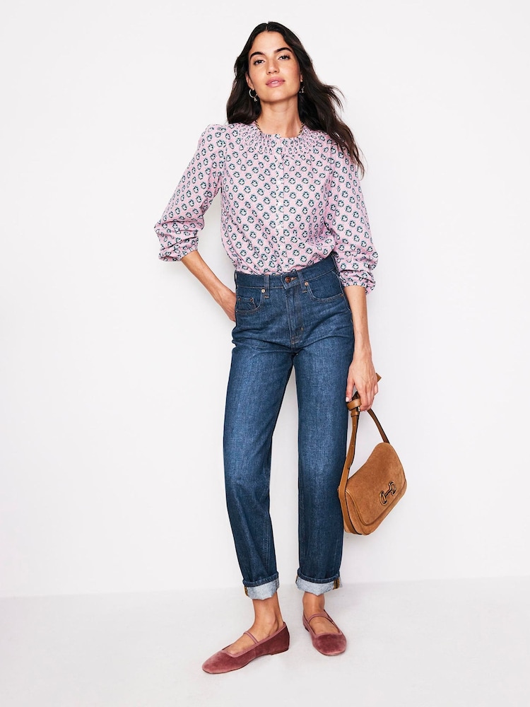 Boden Blue Navy 100% Cotton High Rise Straight Leg Jeans - Image 1 of 7 Boden Blue Navy 100% Cotton High Rise Straight Leg Jeans - Image 1 of 7