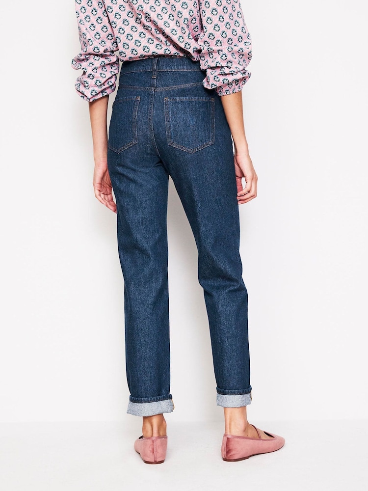 Boden Blue Navy 100% Cotton High Rise Straight Leg Jeans - Image 2 of 7