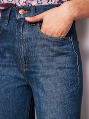 Boden Blue Navy 100% Cotton High Rise Straight Leg Jeans - Image 3 of 7