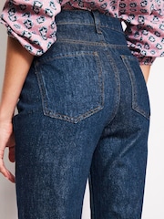 Boden Blue Navy 100% Cotton High Rise Straight Leg Jeans - Image 4 of 7