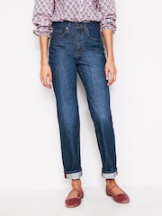 Boden Blue Navy 100% Cotton High Rise Straight Leg Jeans - Image 5 of 7