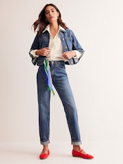 Boden Blue 100% Cotton High Rise Straight Leg Jeans - Image 4 of 7