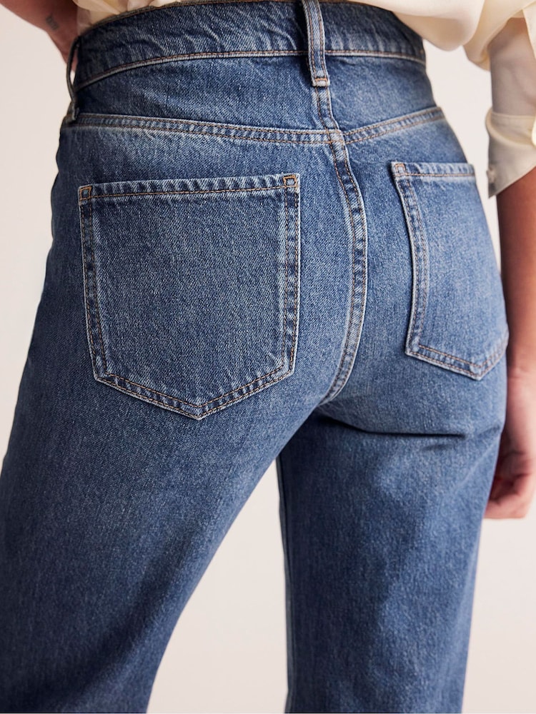 Boden Blue 100% Cotton High Rise Straight Leg Jeans - Image 5 of 7