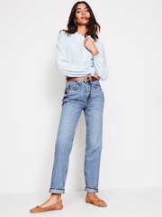 Boden Light Blue 100% Cotton High Rise Straight Leg Jeans - Image 1 of 6