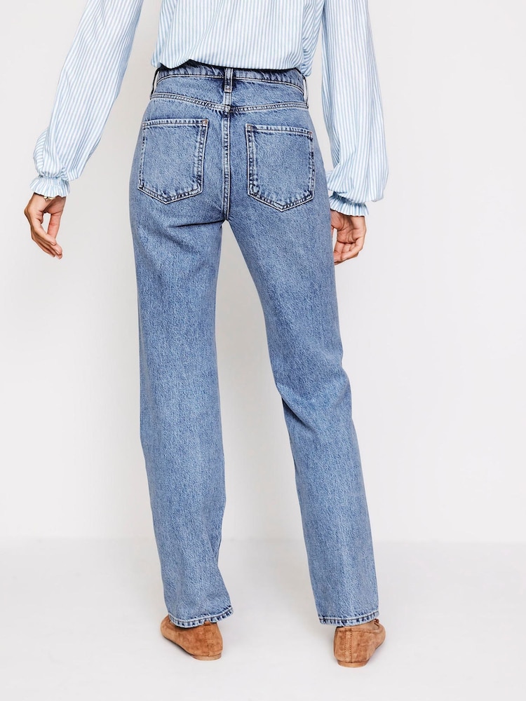 Boden Light Blue 100% Cotton High Rise Straight Leg Jeans - Image 3 of 6