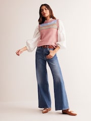 Boden Blue Chrome High Rise Wide Leg Jeans - Image 3 of 6