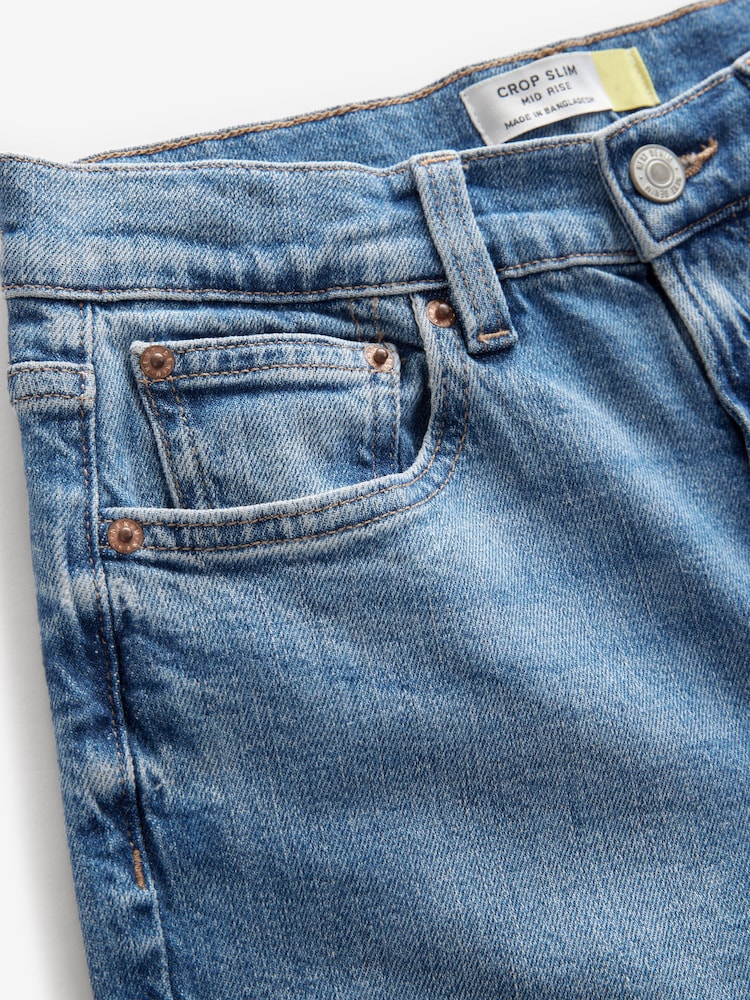 Mid Blue Authentic Denim Cropped Capri Jeans - Image 7 of 8