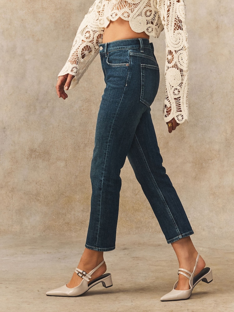 Dark Blue Authentic Denim Cropped Capri Jeans - Image 3 of 5
