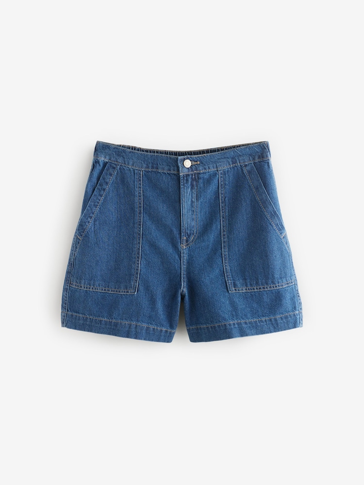 Bleu moyen - Short utilitaire léger en coton 100% Denim - Image 6 of 8
