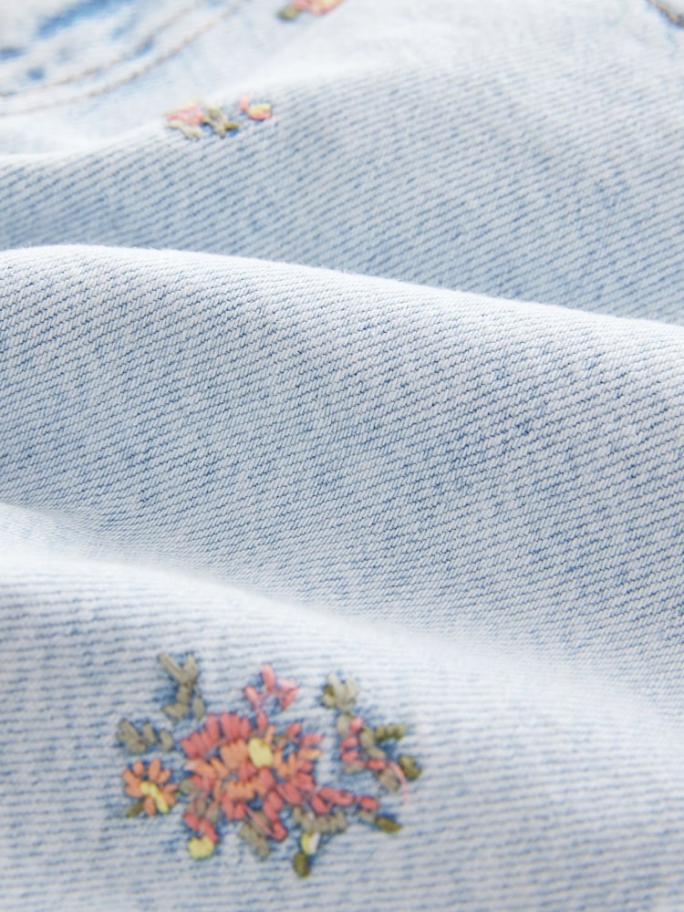 Bleach Turn Up Embroidered 100% Cotton Shorts - Image 8 of 8 Bleach Turn Up Embroidered 100% Cotton Shorts - Image 8 of 8