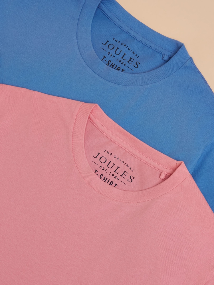 Joules Everyday Blue/Pink Pack of Two Crew Neck T-Shirts - Image 1 of 9 Joules Everyday Blue/Pink Pack of Two Crew Neck T-Shirts - Image 1 of 9