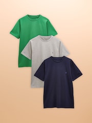 Blauw/groen/grijs - Joules Everyday Pack of Three Crew Neck T-Shirts - Image 1 of 16