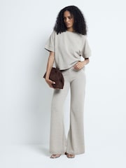 River Island Gold Wide Leg Crochet 100% Cotton Trousers - Image 1 of 6