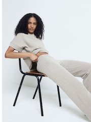 River Island Gold Wide Leg Crochet 100% Cotton Trousers - Image 3 of 6