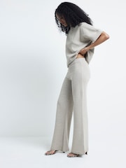 River Island Gold Wide Leg Crochet 100% Cotton Trousers - Image 4 of 6