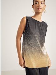 River Island Black Ombre Foil Plisse Top - Image 5 of 7
