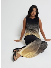 River Island Black Petite Ombre Foil Plisse Vest Top - Image 4 of 6