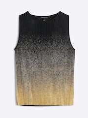 River Island Black Petite Ombre Foil Plisse Vest Top - Image 5 of 6