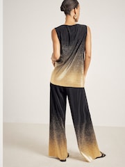 River Island Black Ombre Foil Plisse Trousers - Image 4 of 6