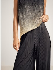 River Island Black Ombre Foil Plisse Trousers - Image 5 of 6