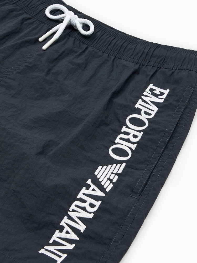 Emporio Armani Swimwear Dark Blue Logo Swim Shorts - Image 4 of 4
