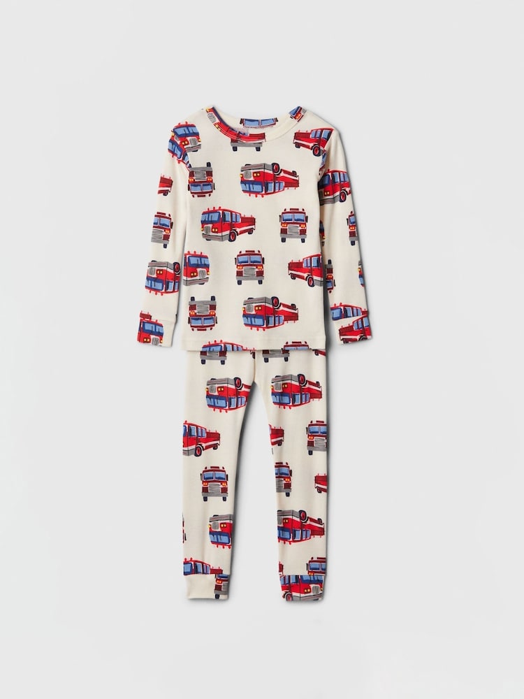 Gap Cream Fire Truck Cotton Long Sleeve Pyjamas (6mths-5yrs) - Image 1 of 3