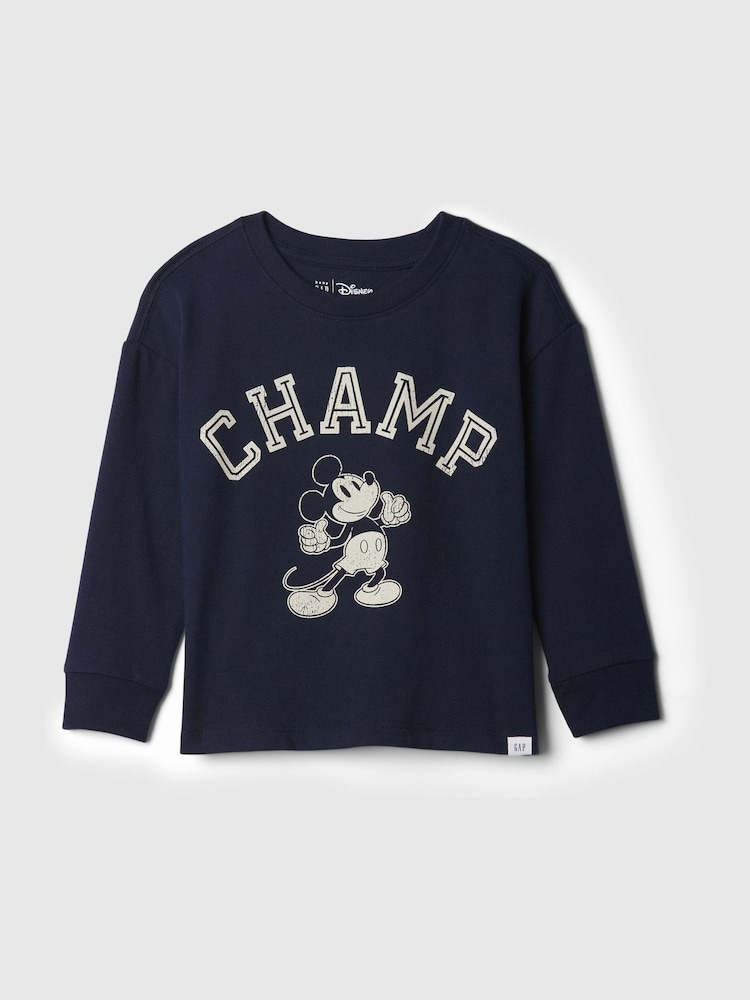 Gap Navy Blue Disney Mickey Mouse Graphic Long Sleeve T-Shirt (6mths-5yrs) - Image 1 of 2