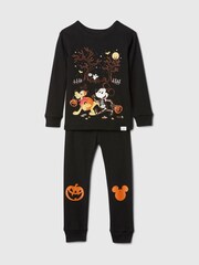 Gap Black Disney Mickey Mouse Halloween Pumpkin Long Sleeve Pyjama Set (12mths-5yrs) - Image 1 of 3