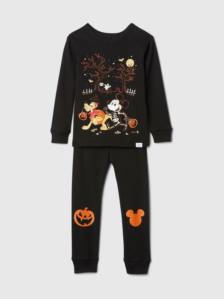 Gap Black Disney Mickey Mouse Halloween Pumpkin Long Sleeve Pyjama Set (12mths-5yrs) - Image 1 of 3