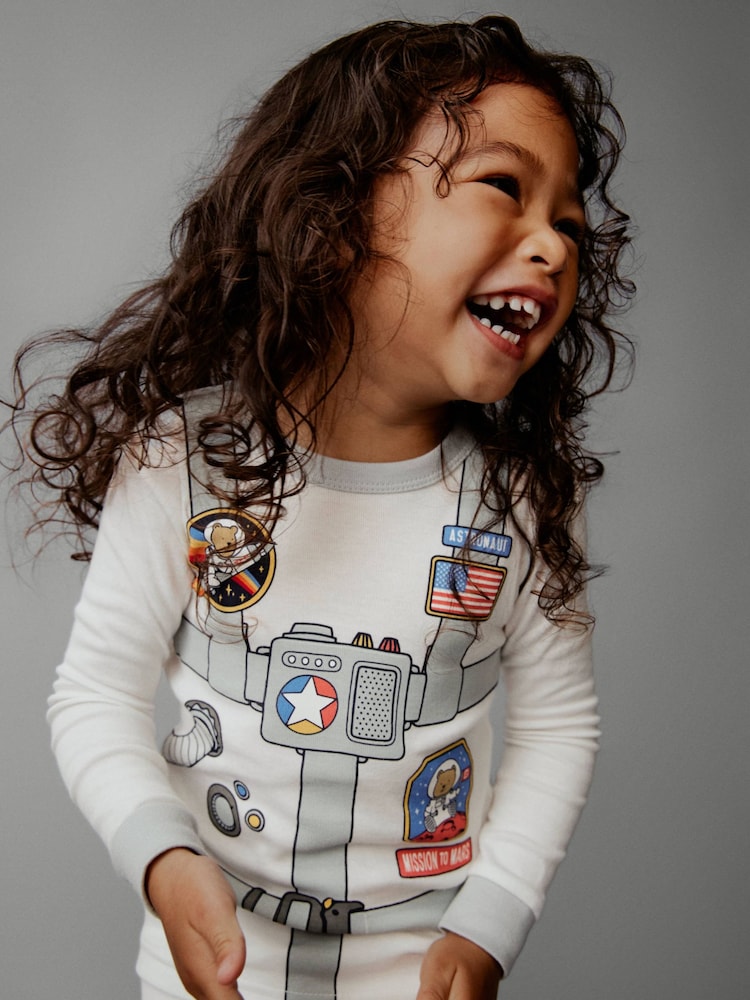 Gap White Astronaut Cotton Long Sleeve Pyjamas (6mths-5yrs) - Image 3 of 3