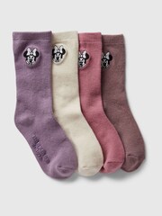 Gap Pink 4 Pack Disney Minnie Mouse Crew Socks (12mths-5yrs) - Image 1 of 1
