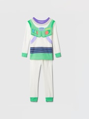 Gap White Buzz Lightyear Disney Toy Story Cotton Long Sleeve Pyjama Set (12mths-5yrs) - Image 1 of 3
