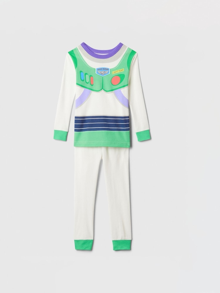 Gap White Buzz Lightyear Disney Toy Story Cotton Long Sleeve Pyjama Set (12mths-5yrs) - Image 1 of 3