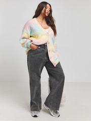 Simply Be Yellow Rainbow Ombre Cardigan - Image 3 of 5