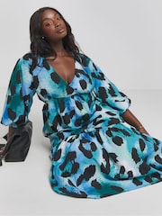 Simply Be Blue Textured Maxi Dress - Image 1 of 4