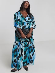 Simply Be Blue Textured Maxi Dress - Image 3 of 4