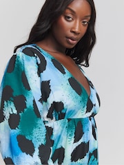 Simply Be Blue Textured Maxi Dress - Image 4 of 4
