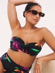 Simply Be Black Magisculpt Twist Front Bandeau Underwired Bikini Top - Image 1 of 5