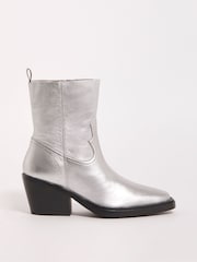 Simply Be Silver Wide Fit Stretch Ankle Western Boots - Image 3 of 4