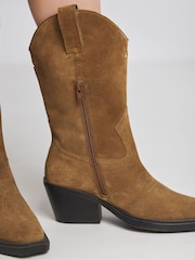 Simply Be Brown Extra Wide Fit  Cut Out Detail Calf Height Western Boots In With Super Curvy Calf - Image 3 of 4
