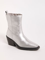 Simply Be Silver Extra Wide Fit Stretch Ankle Western Boots - Image 2 of 4