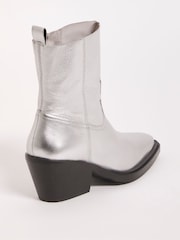 Simply Be Silver Extra Wide Fit Stretch Ankle Western Boots - Image 3 of 4