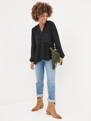FatFace Black Lou Embroidered Blouse - Image 1 of 7
