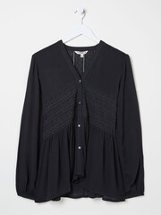 FatFace Black Lou Embroidered Blouse - Image 6 of 7