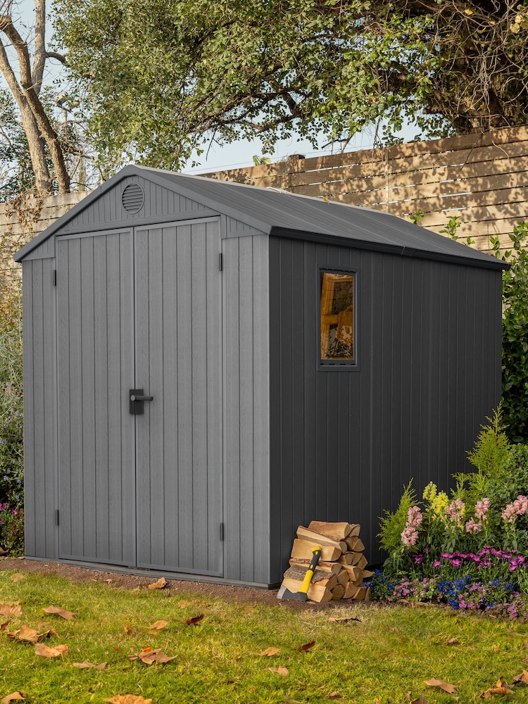 Keter Grey Darwin 6x8ft Plastic Garden Shed - Image 1 of 6