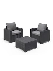 Keter Grey California 2 Seater Balcony Garden Furniture Set - Image 2 of 6