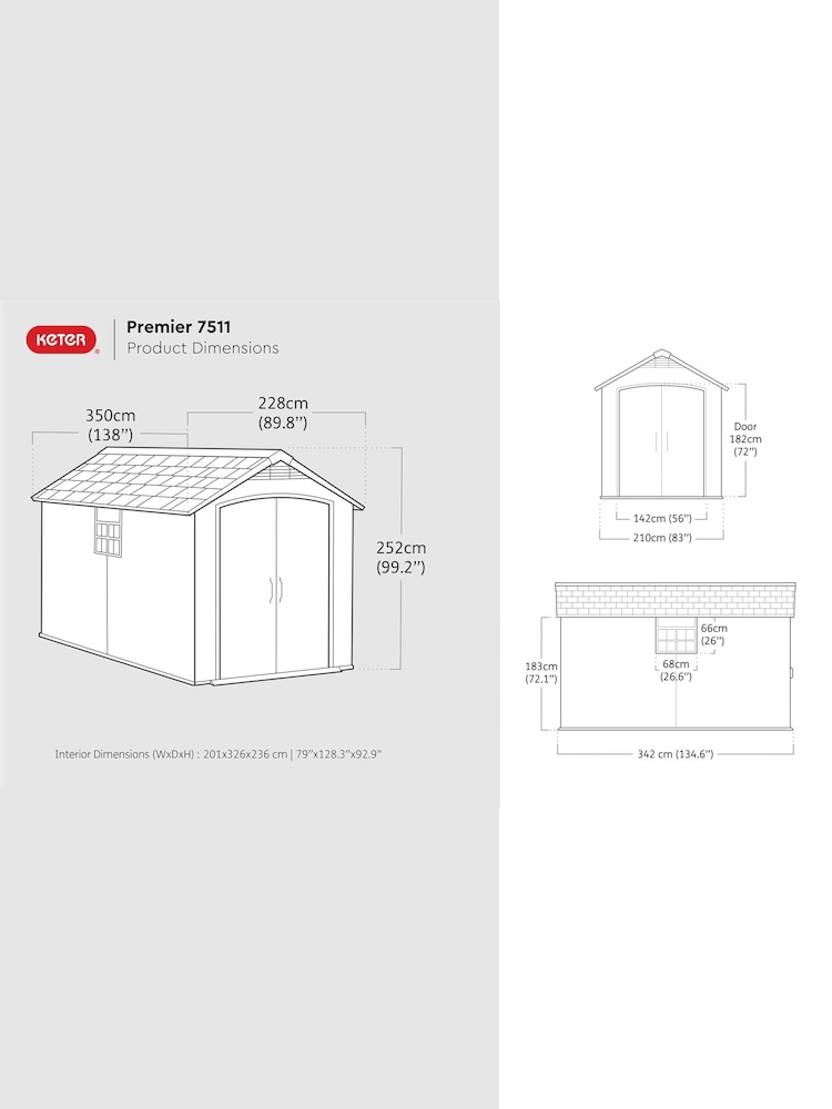 Keter Grey Premier 7.5x11ft Plastic Garden Shed - Image 6 of 6